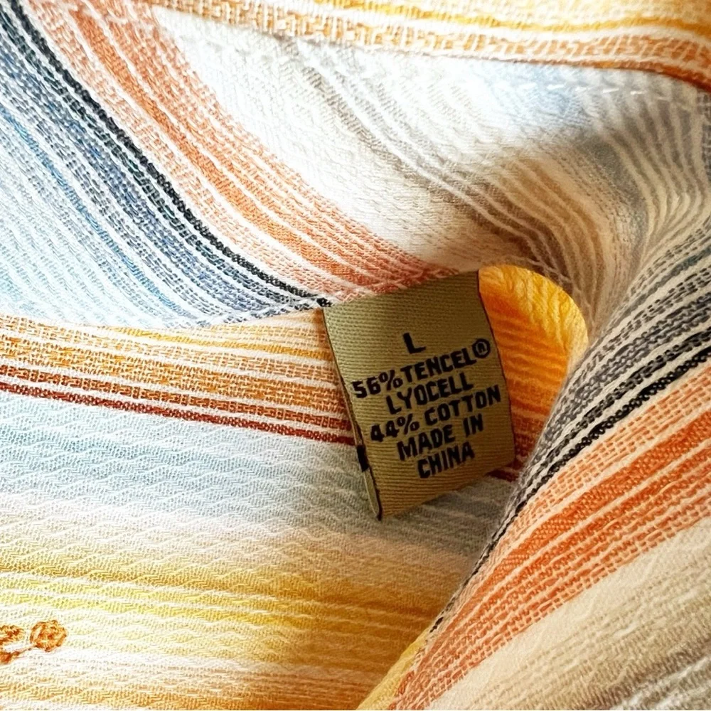 Tommy Bahama Orange Striped Casual Button Down Size Large‎